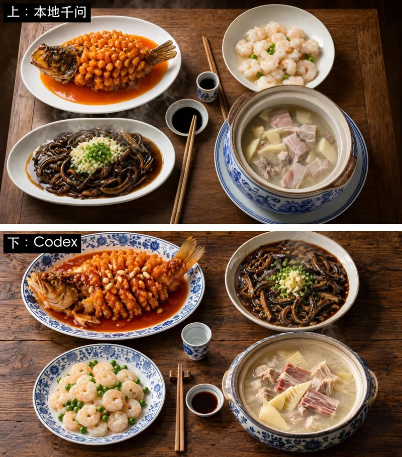 美食：上千问，下Codex
