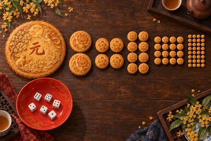 一套会饼从状元饼排到一秀饼(AI 绘制插画)