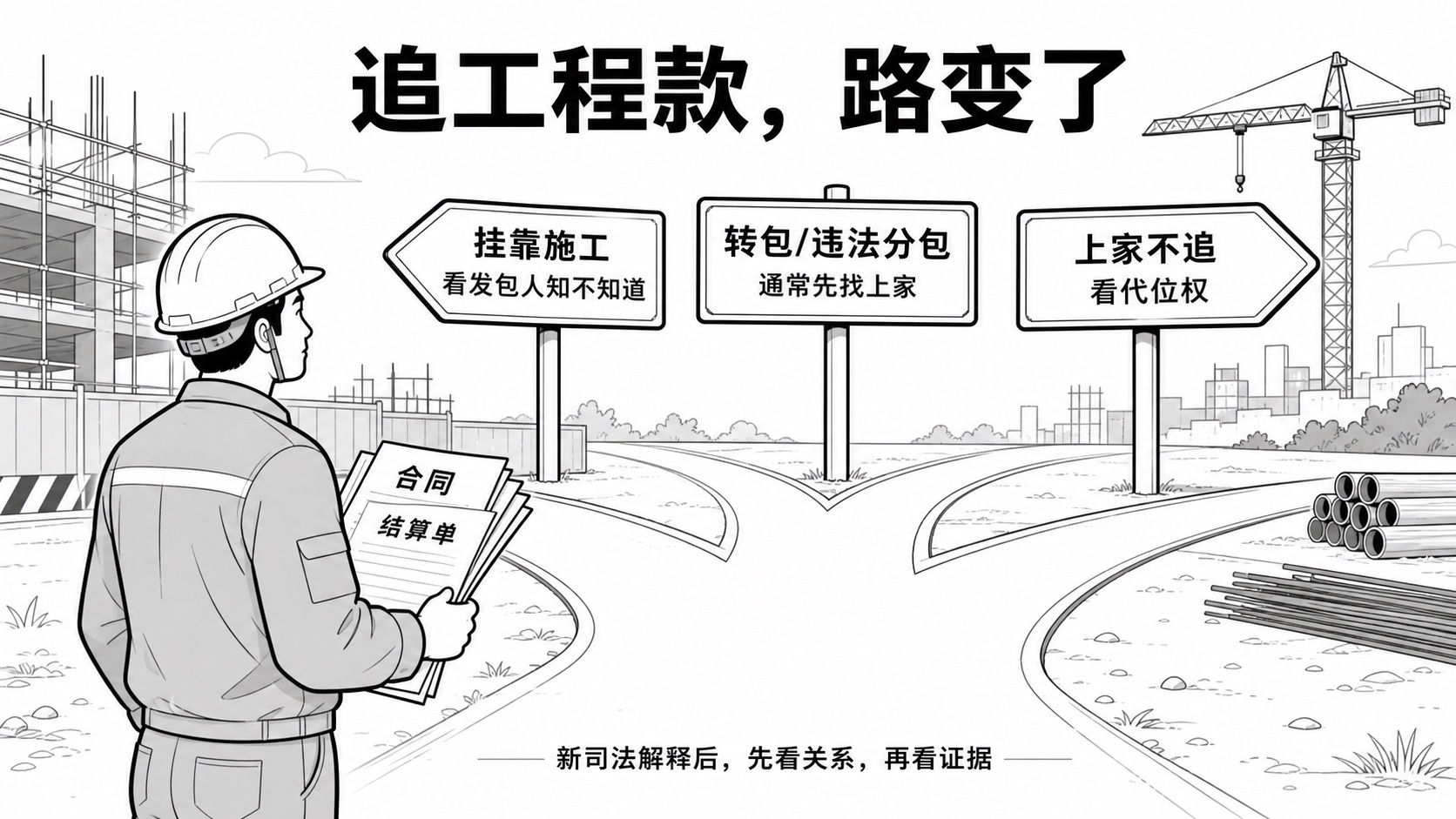 实际施工人追工程款路径分岔示意图