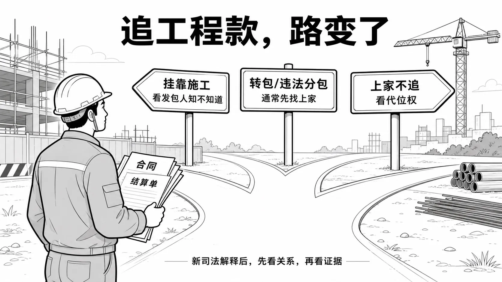实际施工人追工程款路径分岔示意图
